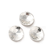 Glass Rhinestone Cabochons, Point Back & Back Plated, Faceted, Flat Round, Crystal, 8x3mm(RGLA-P037-10B-001)