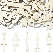 Unfinished Wood Cutouts, DIY Craft Supplies, Tool Shapes, Wheat, 7~8.5x2.5~5.6x0.2cm, about 50pcs/set(WOOD-CJC0001-05)