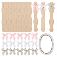 DIY Hand Held Parlor Fans Making Kit, Including Polyester Packaging Ribbon Bowknots, Wooden Flat Craft Sticks, Double Sided Adhesive Tapes, Mixed Color, 55x57x5mm(DIY-OC0010-80)