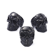 304 Stainless Steel Beads, Skull, Electrophoresis Black, 16x12x14.5mm, Hole: 8mm(STAS-P291-14EB)