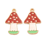 Thanksgiving Day Alloy Enamel Pendants, Light Gold, Mushroom, 23x14.5x1.5mm, Hole: 1.7mm(ENAM-D060-01H-KCG)