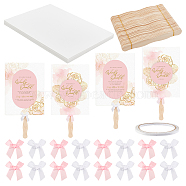 DIY Hand Held Parlor Fans Making Kit, Including Polyester Packaging Ribbon Bowknots, Wooden Flat Craft Sticks, Double Sided Adhesive Tapes, Cardboard Paper Card, Mixed Color, 55x57x5mm(DIY-OC0010-81)