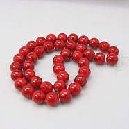 Synthetic Turquoise Beads Strands, Dyed, Round, Red, 4mm, Hole: 1mm, about 95pcs/strand, 15.7 inch(X-TURQ-H038-4mm-XXS17)