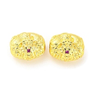 Brass Micro Pave Cubic Zirconia Beads, Long-Lasting Plated, Lead Free & Cadmium Free, Oval with Dragon, Golden, 10x12x7.5mm, Hole: 3.2x2.5mm(KK-H452-25G)