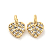 Rack Plating Brass Micro Pave Cubic Zirconia Charms, 
Long-Lasting Plated, Cadmium Free & Lead Free, Heart, Golden, 7.5x5x1.6mm, Hole: 1.5mm(KK-C038-04G)