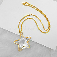 Star with Single Zirconia Pendant Necklaces(EJ6559)