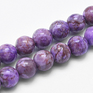 Natural Marble Beads Strands, Round, Dyed & Heated, Medium Orchid, 8mm, Hole: 1mm, about 46pcs/strand, 15 inch(38cm)(G-K211-8mm-G)