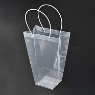 Valentine's Day Trapezoid PP Plastic Gift Bags, Flower Bouquet Bags, with Handle, Clear, 28.3x14.2x42.5cm(ABAG-L015-01D)