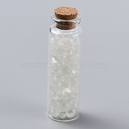 Glass Wishing Bottle Pendant Decorations, with Synthetic Moonstone Chips Inside and Cork Stopper, 69.5~70.5x22mm(DJEW-H001-A01)