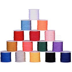 Nylon Thread, Nylon Jewelry Cord for Custom Woven Jewelry Making, Mixed Color, 0.8mm, about 45m/roll, 15rolls/set(NWIR-PH0001-24)