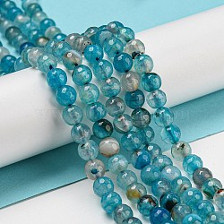 Natural Agate Beads Strands, Dyed, Faceted, Round, Light Sky Blue, 6mm, Hole: 1mm; about 62pcs/strand, 14.96 inch(X-G-E054-6mm-16)