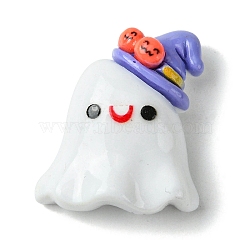 Halloween Theme Opaque Resin Decoden Cabochons, Ghost with Witch Hat, Mauve, 28x14x10mm(CRES-Q219-01C)