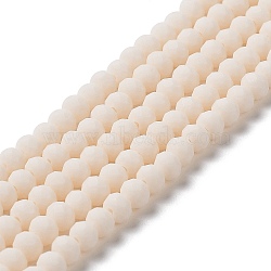 Glass Beads Strands, Faceted, Frosted, Rondelle, Antique White, 4mm, Hole: 1mm, about 113~115pcs/strand, 41~42cm(EGLA-A034-P4mm-MD17)