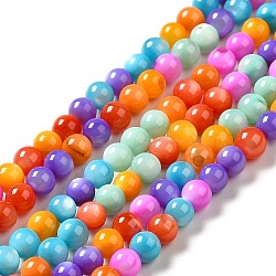 Dyed Natural Freshwater Shell Beads Strands, Round, Colorful, 4mm, Hole: 0.6mm, about 100pcs/strand, 14.96 inch(38cm)(X-SHEL-G014-05C-04)