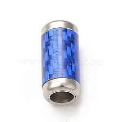 303 Stainless Steel Magnetic Clasps, Column, Stainless Steel Color, Royal Blue, 21x10x10mm, Inner Diameter: 6mm and 7mm, Small Column: 9x7mm, Inner Diameter: 6mm(STAS-A074-01C)