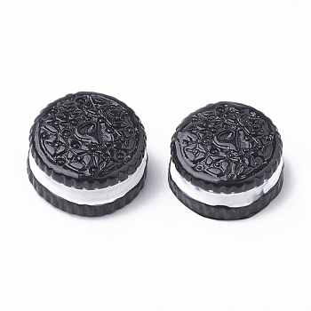 Resin Decoden Cabochons, Biscuit, Imitation Food, Black, 15x7.5mm