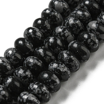 Synthetic Snowflake Obsidian Beads Strands, Rondelle, 8~8.5x5~5.5mm, Hole: 1.2mm, about 76~77pcs/strand, 15.20''~15.47"(38.6~39.3cm)