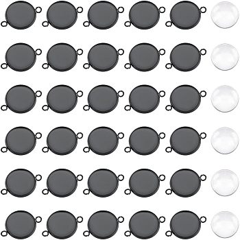 Unicraftale DIY Blank Dome Flat Round Link Connector Making Kit, Including Stainless Steel Link Settings, Glass Cabochons, Gunmetal, Connector Settings: 14x19x2mm, 60Pcs/box