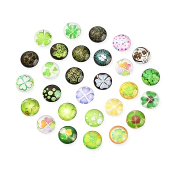 Flatback Glass Cabochons for DIY Projects, Dome/Half Round, Mixed Color, 18x5mm, 138~140pcs/box