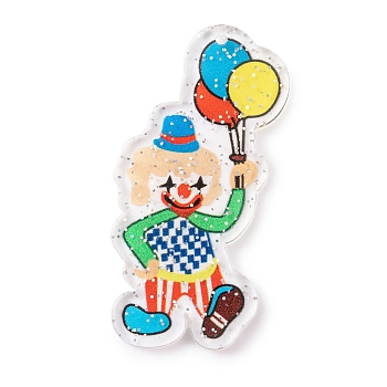 Circus Theme Acrylic Pendants, Human, 49.5x27x2.5mm, Hole: 1.7mm