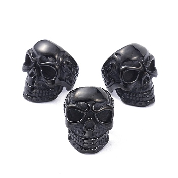 304 Stainless Steel Beads, Skull, Electrophoresis Black, 16x12x14.5mm, Hole: 8mm