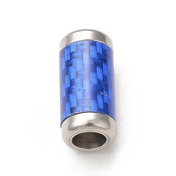 303 Stainless Steel Magnetic Clasps, Column, Stainless Steel Color, Royal Blue, 21x10x10mm, Inner Diameter: 6mm and 7mm, Small Column: 9x7mm, Inner Diameter: 6mm