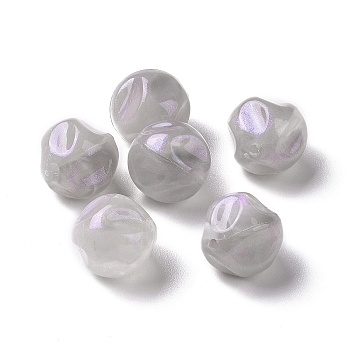 Opaque Acrylic Beads, Glitter Beads, Twist Round, Light Grey, 15.5x14.5x15.5mm, Hole: 1.8mm, about 230pcs/500g