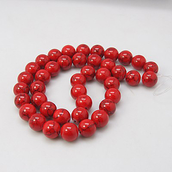 Synthetic Turquoise Beads Strands, Dyed, Round, Red, 4mm, Hole: 1mm, about 95pcs/strand, 15.7 inch