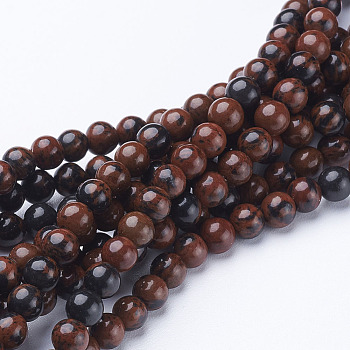 15~16 inch Round Gemstone Strand, Natural Mahogany Obsidian, hole: about 0.8mm, about 95pcs/strand