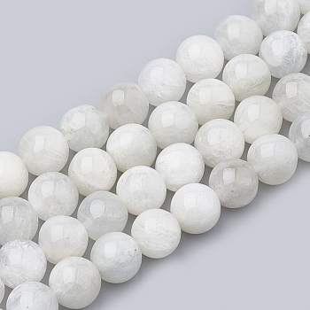 Natural Rainbow Moonstone Beads Strands, Round, 8~9mm, Hole: 1mm, about 45~48pcs/strand, 15.7 inch
