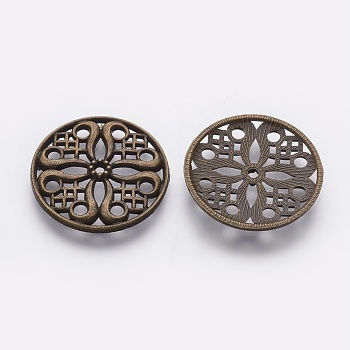 Tibetan Style Alloy Beads, Cadmium Free & Nickel Free & Lead Free, Flat Round, Antique Bronze, 24x3mm, Hole: 2mm