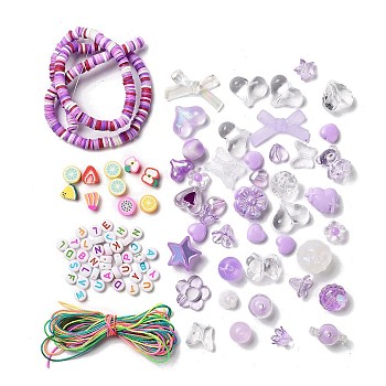 DIY Candy Color Beaded Pendant Decoration Making Kits, Lilac, 6x1.2mm
