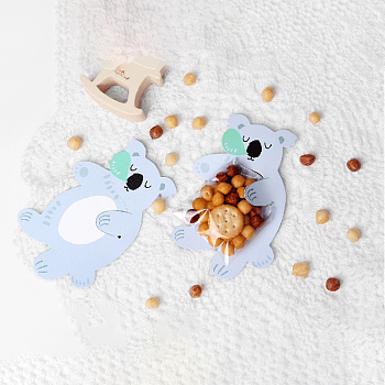 Plastic Cookie Bag, with Cartoon Koala Card and Stickers, for Chocolate, Candy, Cookies, Blue, 11.8x8x0.04cm, Bag: 18.5x9x0.5cm, Sticker: about 12.4x5x0.02cm