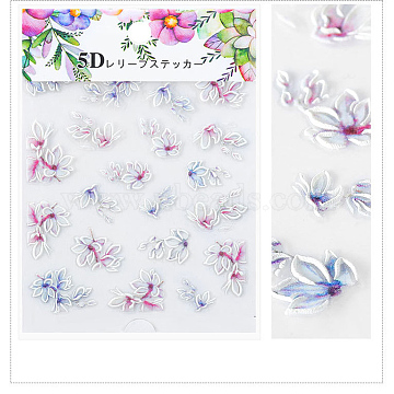 5D Nail Art Water Transfer Stickers Decals, Flower, Colorful, 8.2x6.4cm(X-MRMJ-S008-084T)