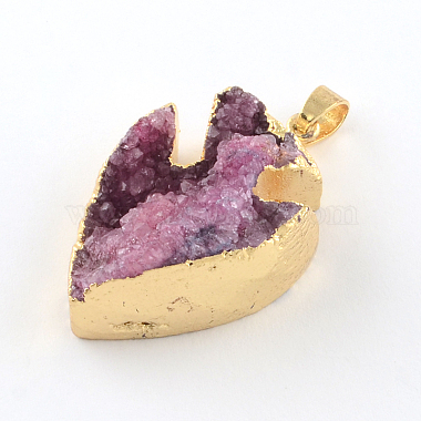 Fish Dyed Natural Druzy Agate Fish Pendants(G-R275-108)-2