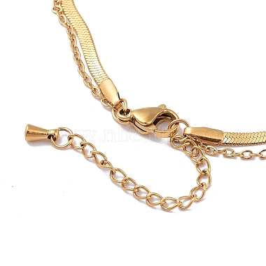 Ion Plating(IP) 304 Stainless Steel Herringbone & Cable Chains Double Layer Multi-strand Bracelet(BJEW-E075-03G)-4