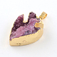 Fish Dyed Natural Druzy Agate Fish Pendants(G-R275-108)-2