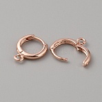 Brass Hoop Earring Findings, Ring, with Horizontal Loops, Rose Gold, 14.5x12x2mm, Hole: 1.6mm, Pin: 1mm(FIND-WH0110-802B-RG)