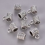 Tibetan Style Alloy Tube Bails, Loop Bails, Bail Beads, Cadmium Free & Lead Free, Column, Antique Silver, 9x8mm, Hole: 3mm(K08U0042)