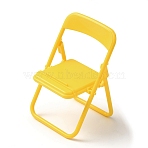 Cute Mini Chair Shape Cell Phone Stand, Foldable Plastic Mobile Phone Holder, Yellow, 6.7x5.7x9.3cm(AJEW-WH0312-63D)