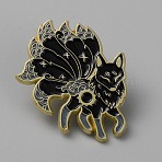Animal Enamel Pins, Golden Alloy Brooch, for Backpack Clothes, Fox, 28.5x29mm(JEWB-WH0039-03A-G)
