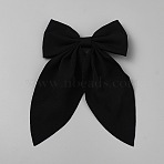 Polyester & Iron Alligator Hair Clips, Bowknot, Black, 190~195x125x17.5mm(PHAR-WH0023-006P-C)