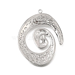 304 Stainless Steel Pendants, Hammered Spiral Charms, Stainless Steel Color, 40x31x2.5mm, Hole: 1.8mm(SA-CBAD9BF-02P)