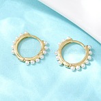 Round Brass & ABS Imitation Pearl Hoop Earrings, Cadmium Free & Lead Free, Long-Lasting Plated, Rack Plating, Real 18K Gold Plated, 14.5x16.5x2mm(EJEW-A156-07G)