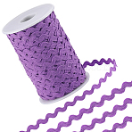 Wave Bending Fringe Trim, Sewing Ribbon, for Cloth Dress DIY Making Decorate, Purple, 1/4 inch(5mm), 125m(OCOR-GF0004-42B-04)