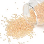MIYUKI Round Rocailles Beads, Japanese Seed Beads, 11/0, (RR282) Bisque Lined Crystal AB, 11/0, 2x1.3mm, Hole: 0.8mm, about 1111pcs/10g(X-SEED-G007-RR0282)