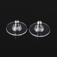 304 Stainless Steel Ear Nuts, Bullet Clutch Earring Backs with Pad, for Droopy Ears, with Plastic, Stainless Steel Color, 11x6mm, Hole: 1mm(STAS-P198-01P)