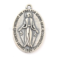 925 Thai Sterling Silver Religious Medal Pendants, Holy Virgin Mary Charms with 925 Stamp, Antique Silver, 23x15x2mm, Hole: 1.5mm(STER-NH0001-69AS)