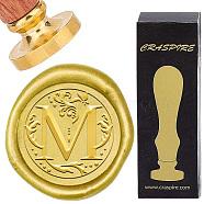 Brass Wax Seal Stamps with Rosewood Handle, for DIY Scrapbooking, Letter M, 25mm(AJEW-WH0412-0246)
