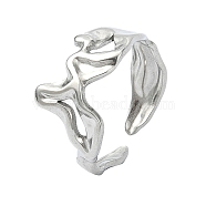 304 Stainless Steel Cuff Rings for Women, Stainless Steel Color, Adjustable, 11mm(RJEW-M019-38P)